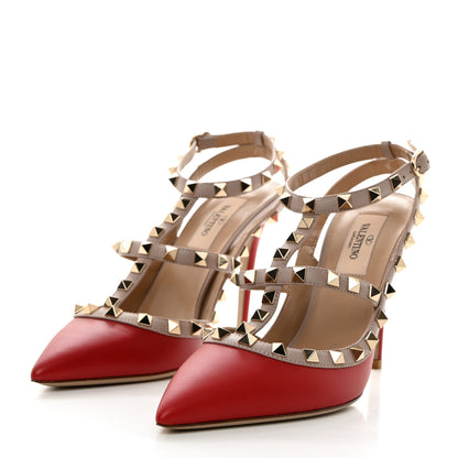Valentino Garavani Nappa Rockstud Ankle Strap 100mm Pumps 37.5 Rubino Poudre 3 of 8