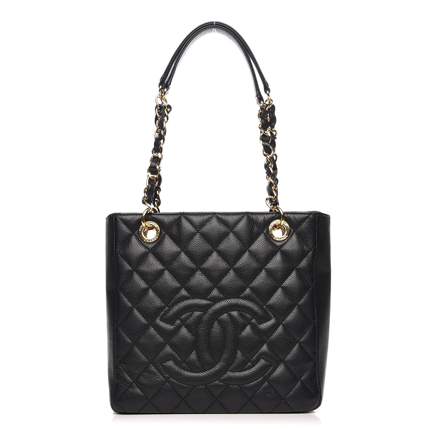 Caviar Quilted Petit Shopping Tote PST Black