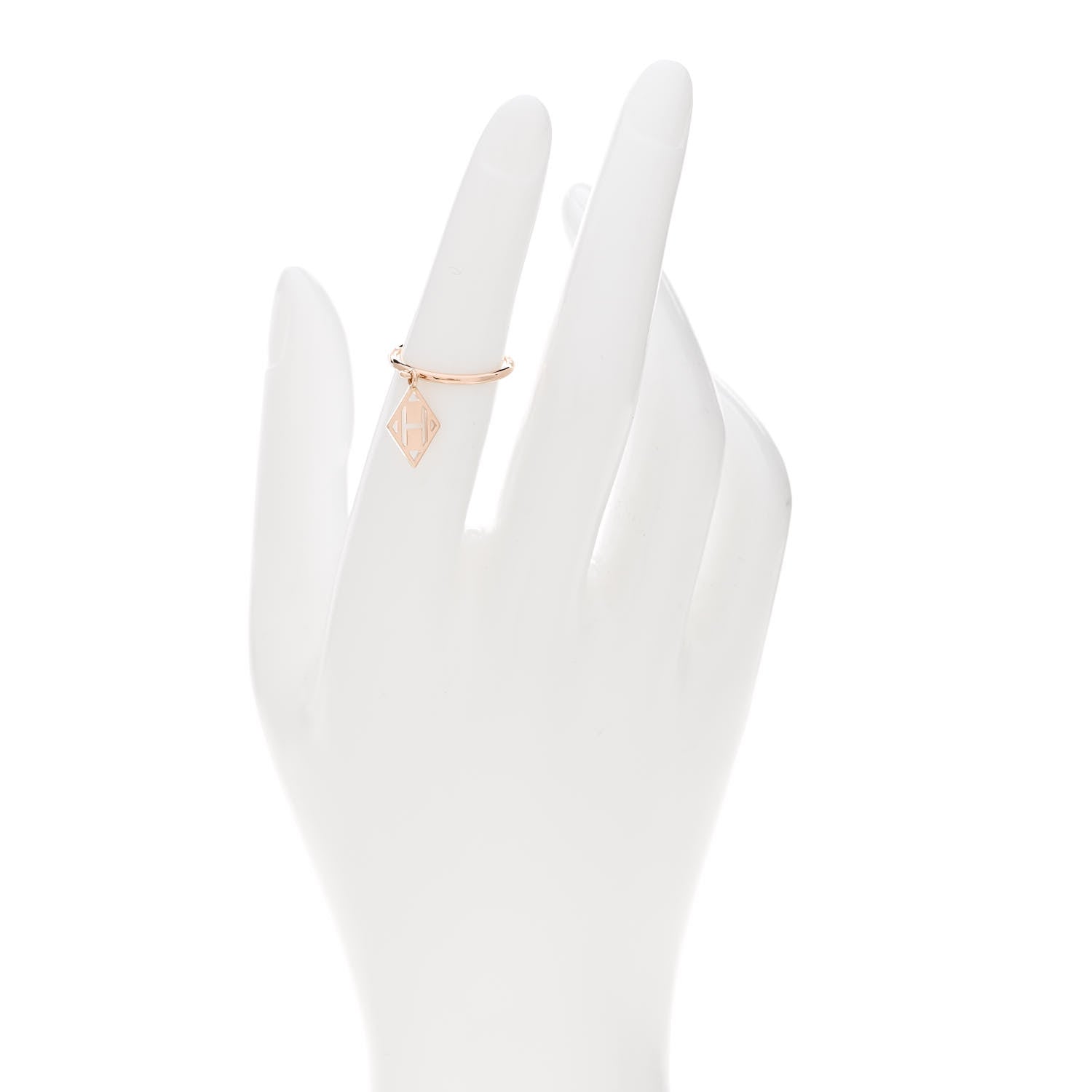 Hermes 18K Rose Gold Gambade H Ring 49 4.75 2 of 6
