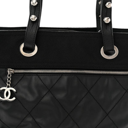 Chanel Coated Canvas Quilted Large Paris Biarritz Tote Black 9 of 11