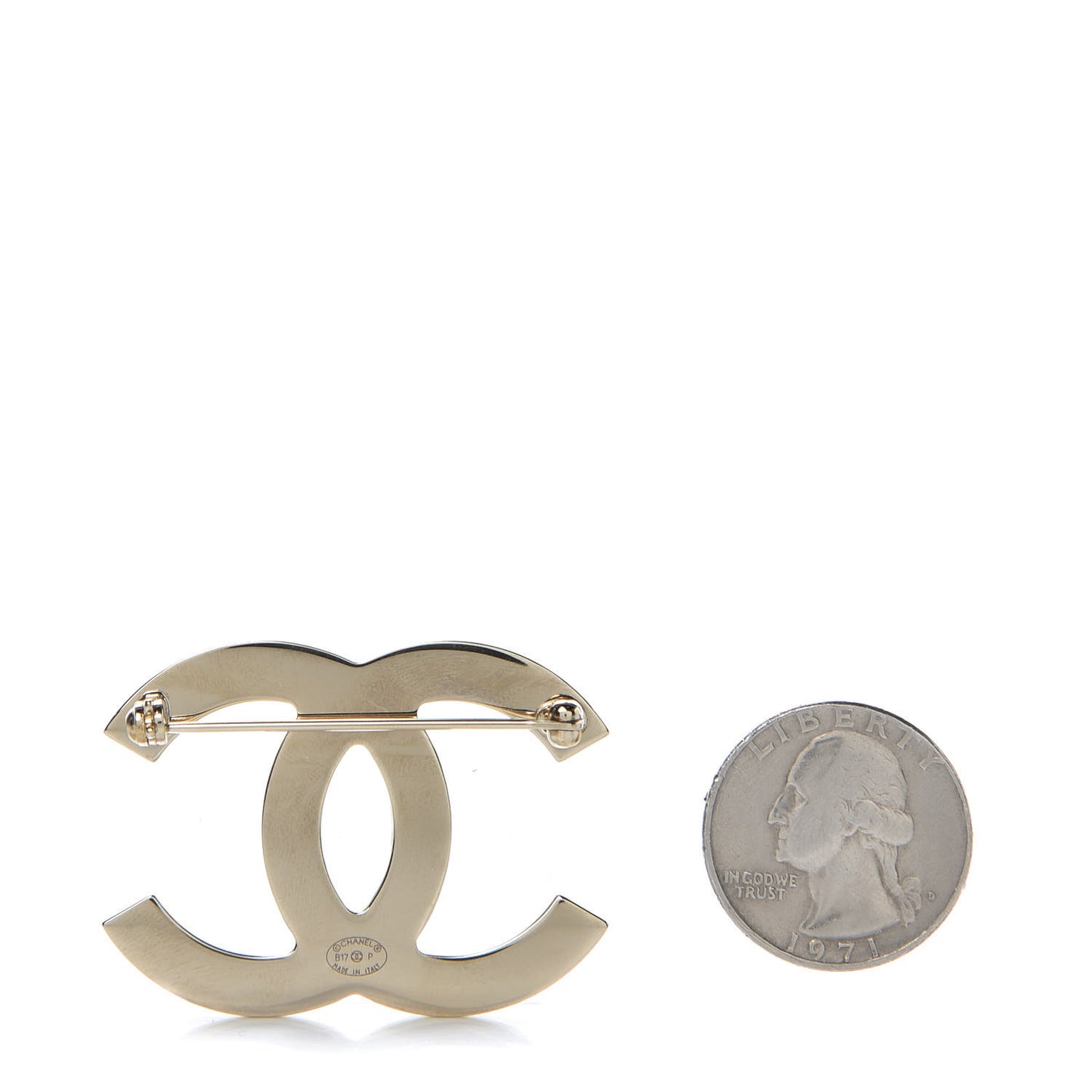Metal CC Brooch Light Gold
