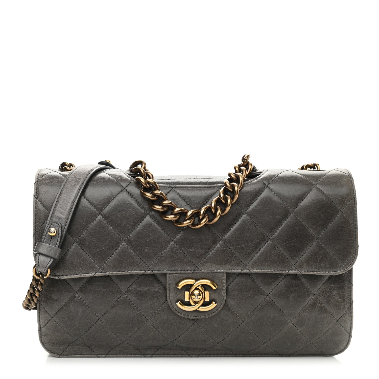 Chanel Glazed Calfskin Quilted Large Perfect Edge Flap Grey 1 of 11