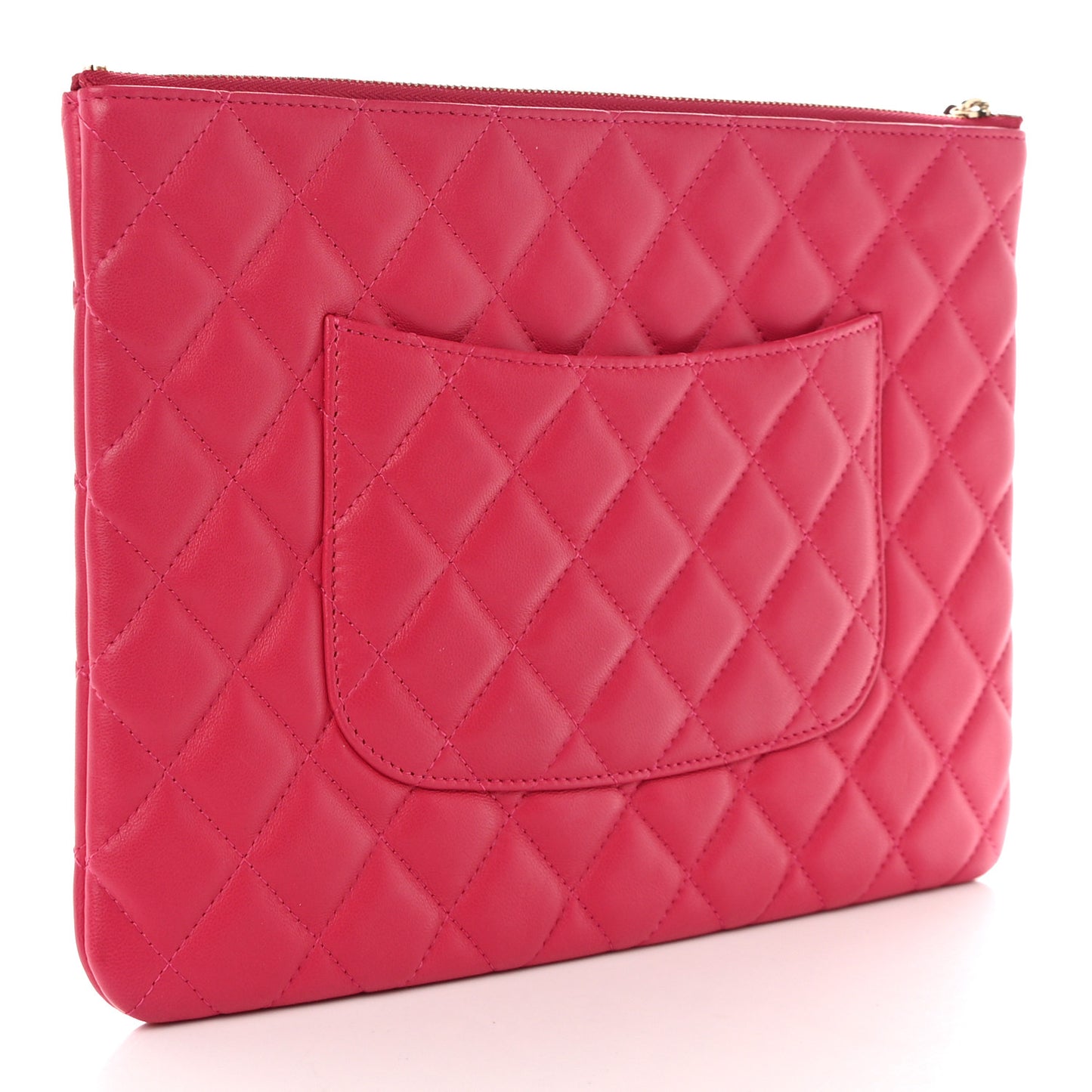Lambskin Quilted Medium Cosmetic Case Pink