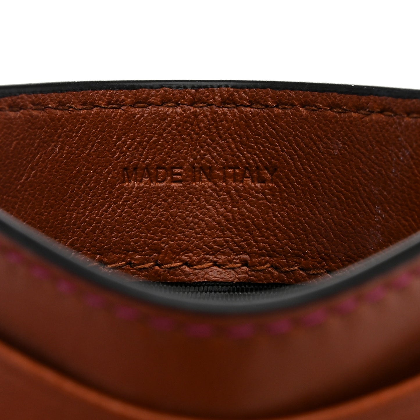 Lambskin Bi-Color Logo Emblem Card Holder Cyclamen