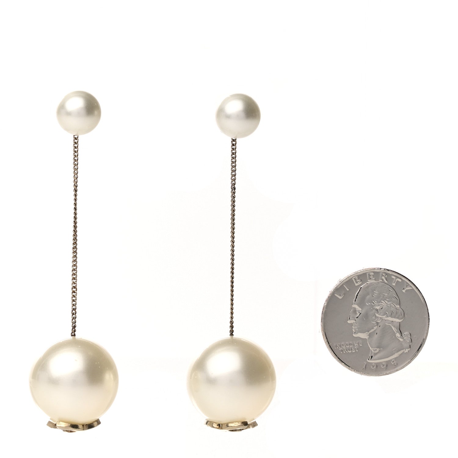 Chanel Pearl CC Chain Drop Earrings Gold 2 of 4