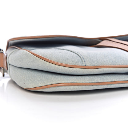 Christian Dior Denim Calfskin Double Saddle Bag Light Blue 9 of 11