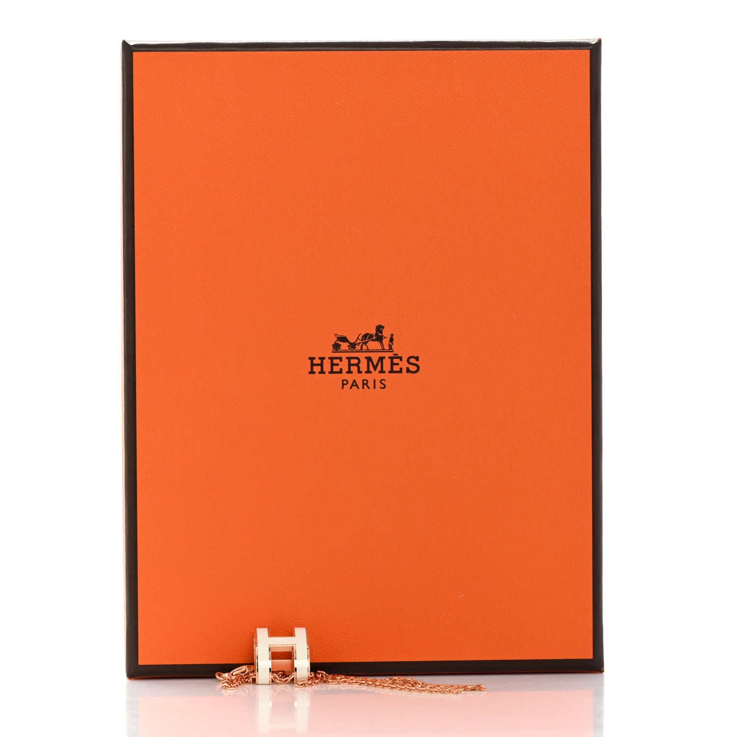 Hermes Lacquered Rose Gold Pop H Pendant Necklace White White 8 of 8