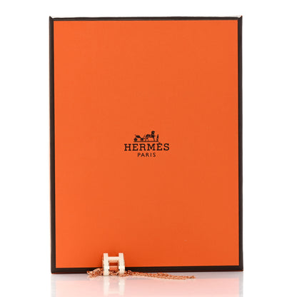 Hermes Lacquered Rose Gold Pop H Pendant Necklace White White 8 of 8