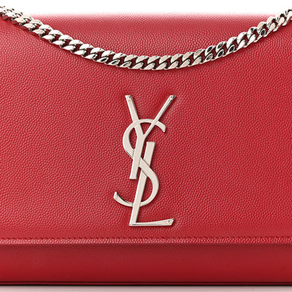 Saint Laurent Grain De Poudre Medium Monogram Kate Satchel Red 5 of 11