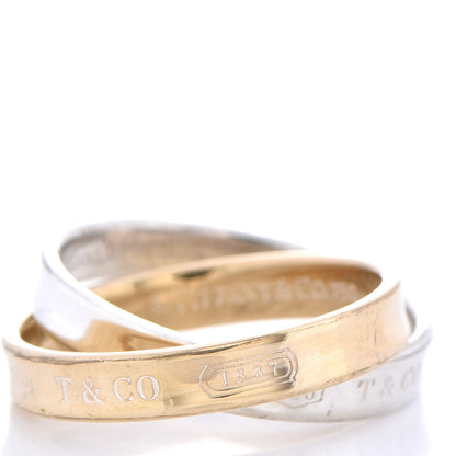 Tiffany Sterling Silver 18K Yellow Gold 1837 Interlocking Circles Ring 54 7 4 of 7
