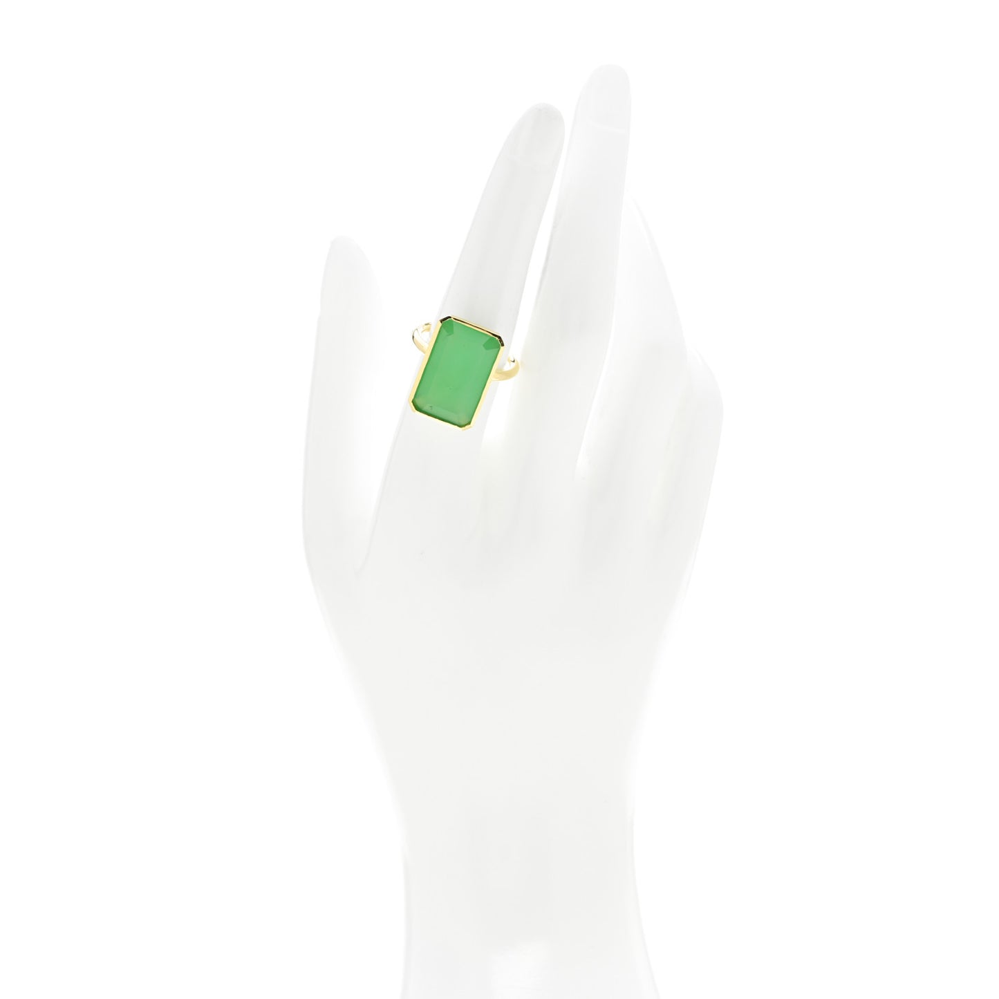 18K Yellow Gold Chrysoprase Cocktail Ring 56 7.5