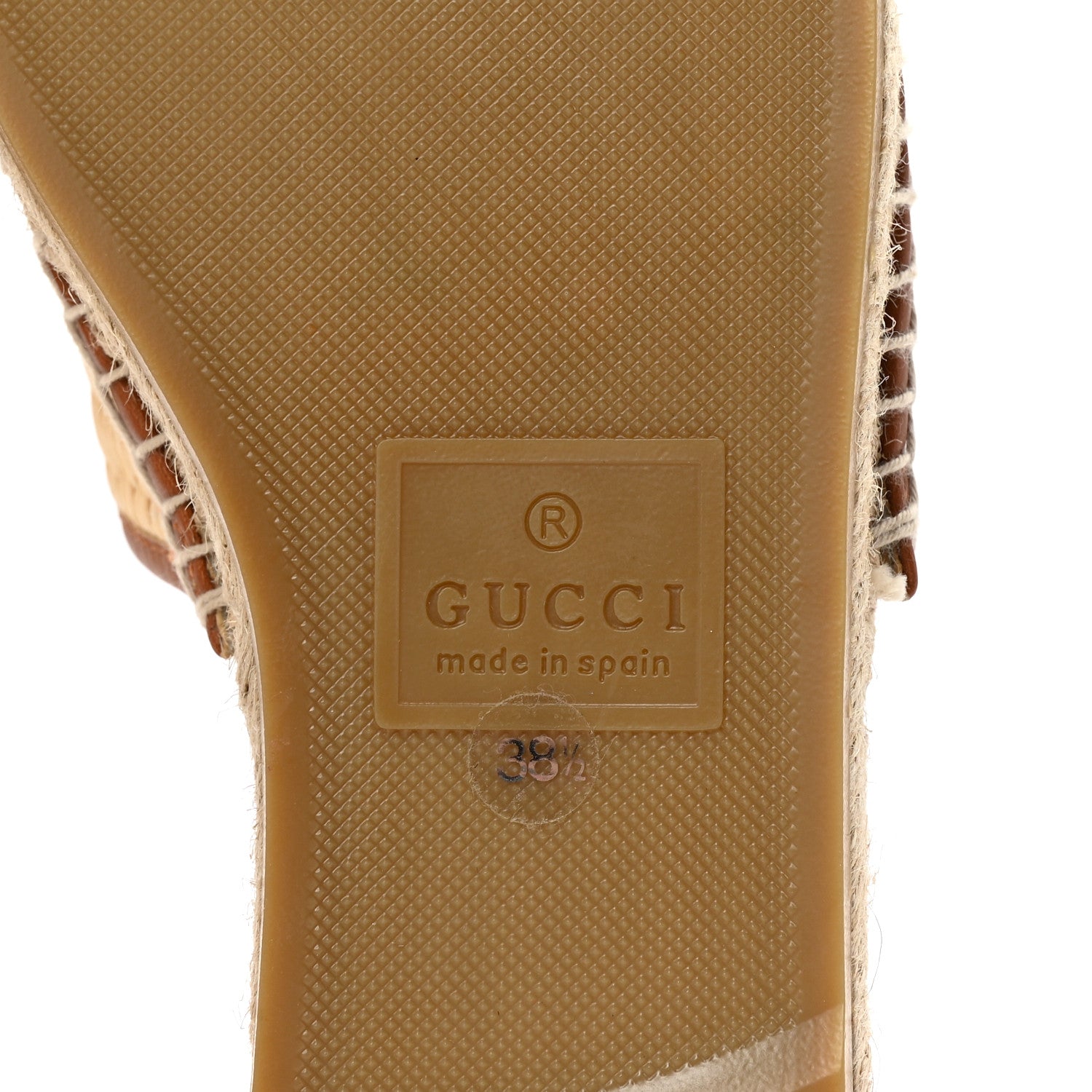 Gucci Raffia Interlocking G Flat Slide Espadrille Sandals 38.5 Natural Harness Brown 7 of 10