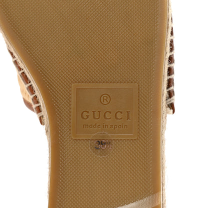 Gucci Raffia Interlocking G Flat Slide Espadrille Sandals 38.5 Natural Harness Brown 7 of 10