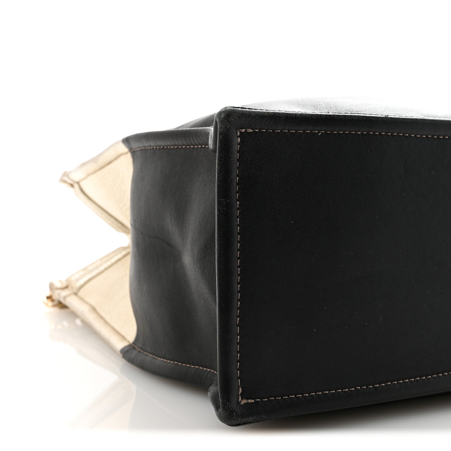 Metallic Goatskin Calfskin Bi-Color Large Boy Tote Black Gold
