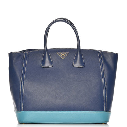 Prada Saffiano Bi-Color Tote Bleuette Turchese 1 of 12