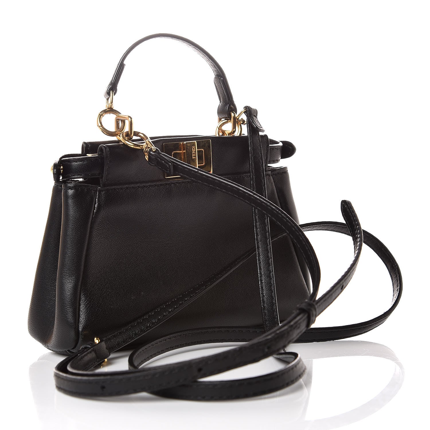Fendi Nappa Micro Peekaboo Iconic Satchel Black 3 of 9