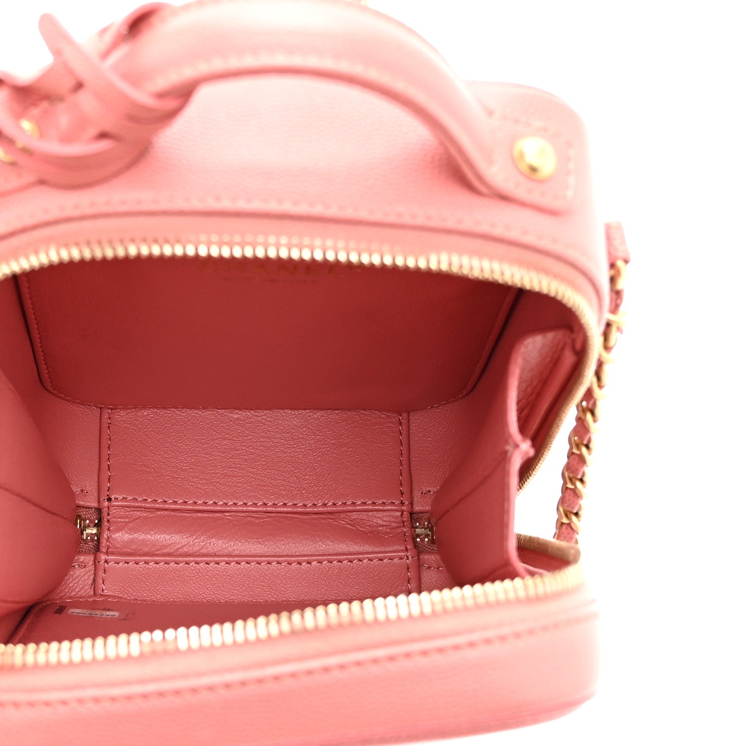 Chanel Caviar Quilted CC North South Filigree Vanity Case Pink 5 of 10