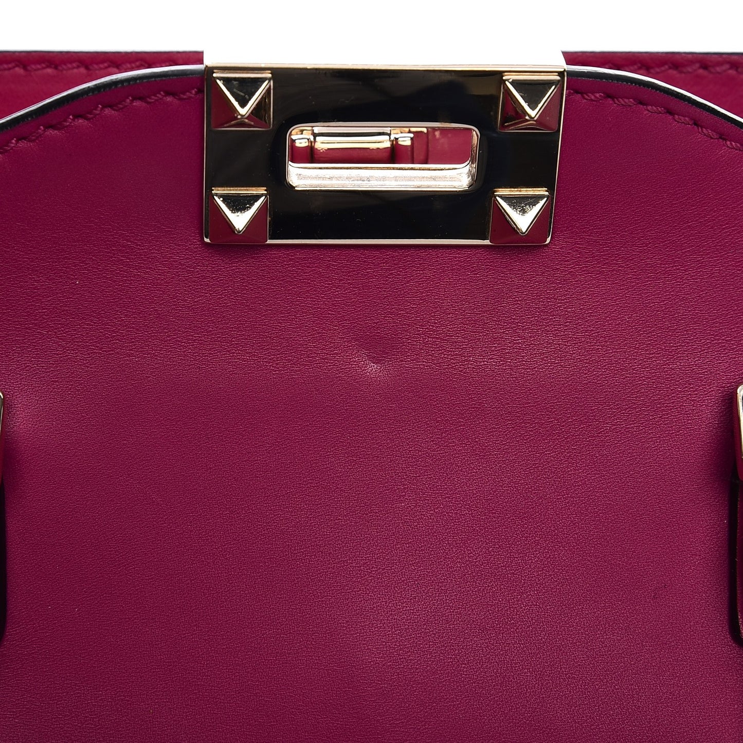 Vitello Small Rockstud Double Handle Tote Fuxia