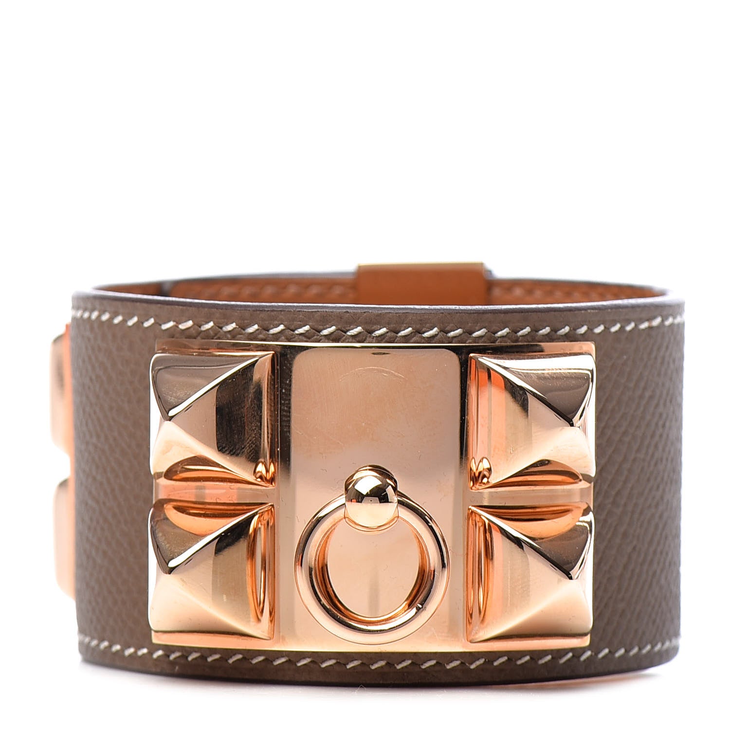 Hermes Epsom Collier de Chien CDC Bracelet T3 Etoupe 1 of 7