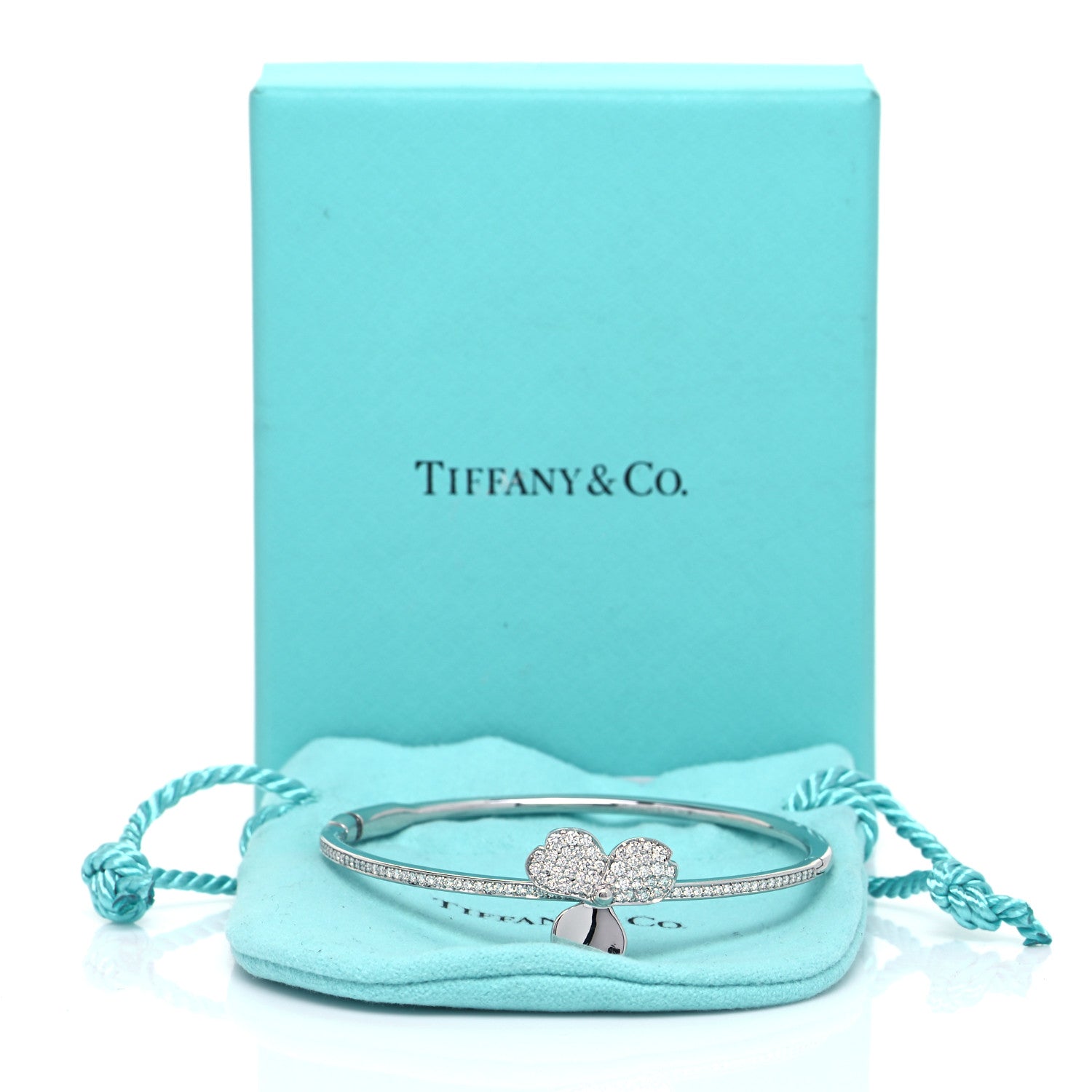 Tiffany Platinum Diamond Paper Flowers Hinged Bangle Bracelet 10 of 10