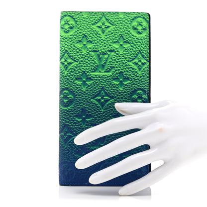 Louis Vuitton Taurillon Illusion Brazza Wallet Bleu Vert 2 of 10