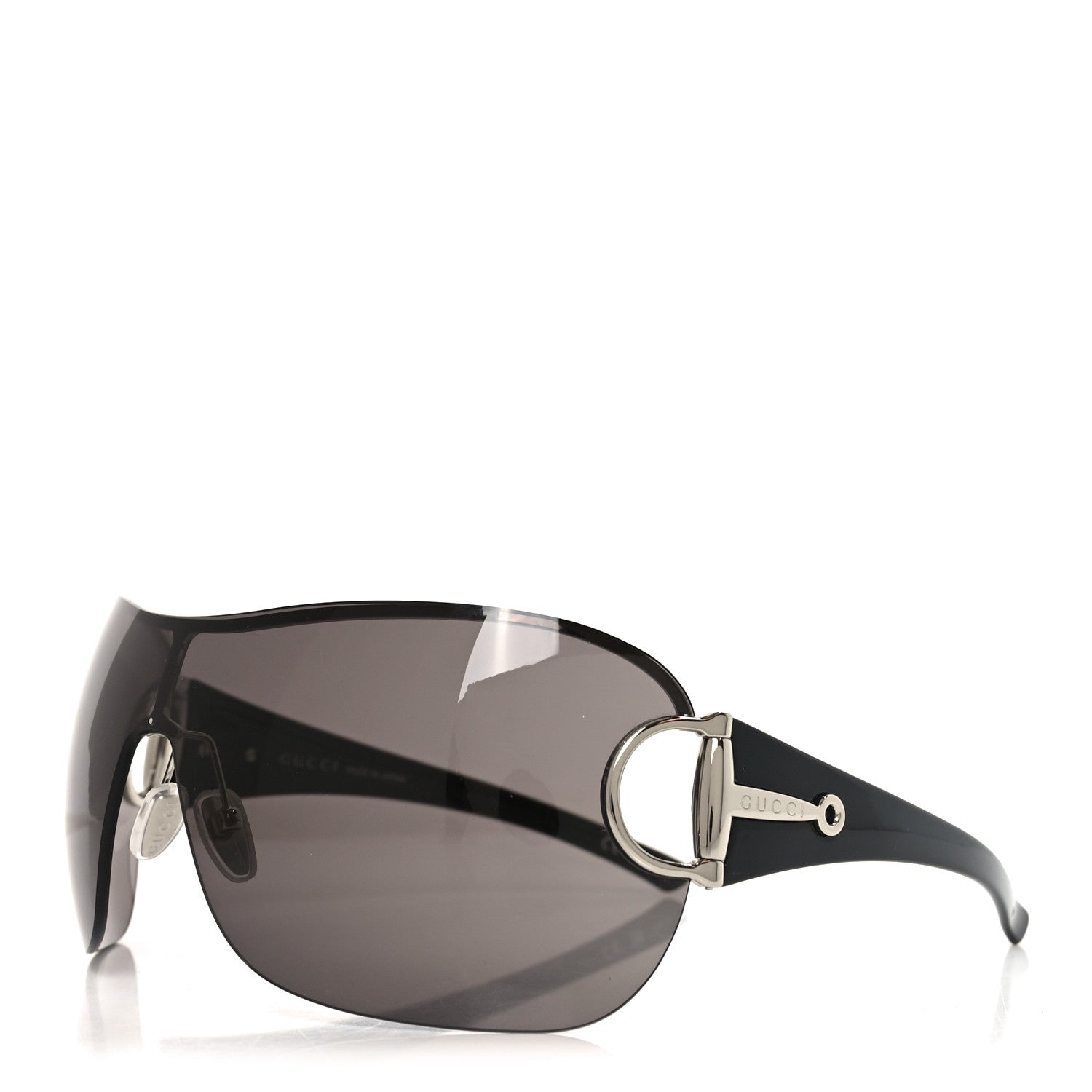 Gucci Metal Horsebit Frameless Mask Sunglasses GG2174S Black Silver 1 of 8