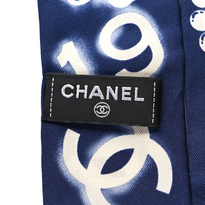 Chanel Silk CC Slim Bandeau Scarf Navy Ivory 3 of 3