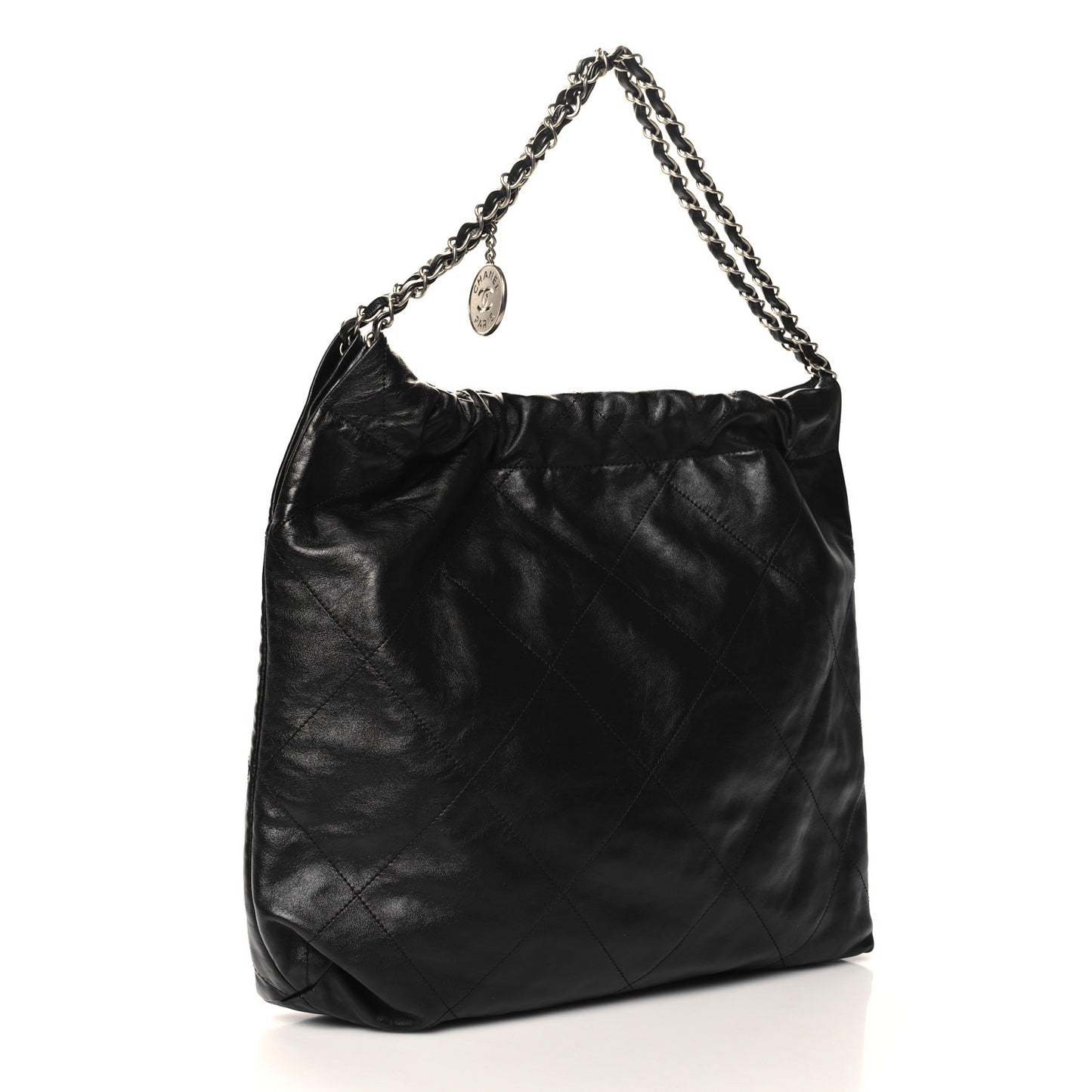 Shiny Calfskin Quilted Chanel 22 Black