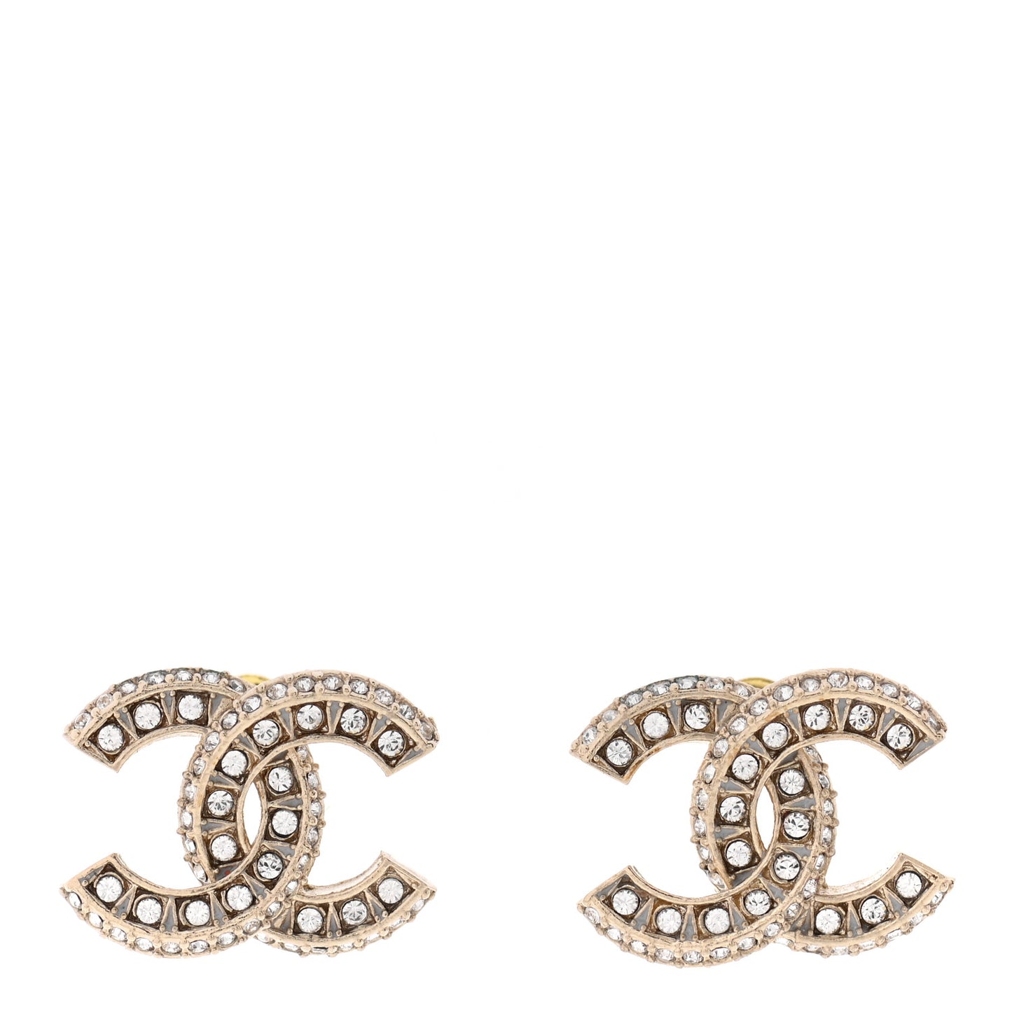 Crystal Timeless CC Earrings Light Gold