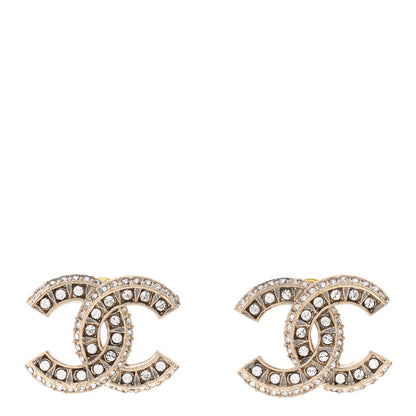 Chanel Crystal Timeless CC Earrings Light Gold 1 of 5