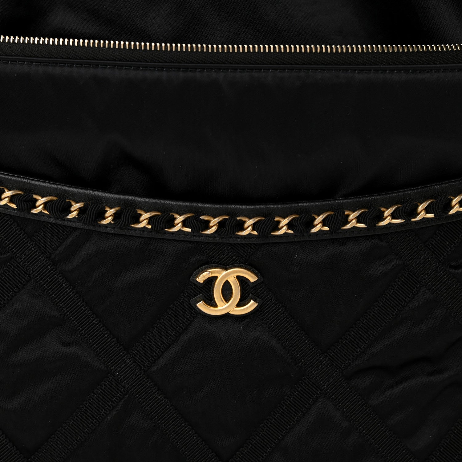 Chanel Nylon Grosgrain Large Lifestyle Pouch With Foldable Tote Black 7 of 10