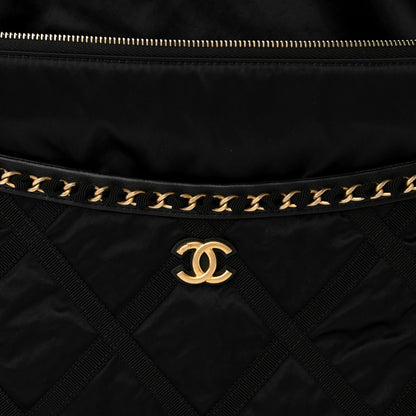 Chanel Nylon Grosgrain Large Lifestyle Pouch With Foldable Tote Black 7 of 10