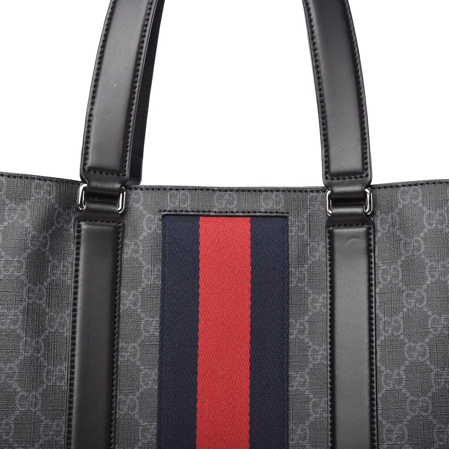 Gucci GG Supreme Monogram Web Tote Black Grey 10 of 10