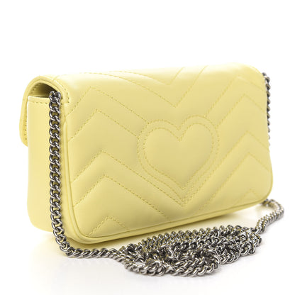 Gucci Calfskin Matelasse Super Mini GG Marmont Shoulder Bag Banana 2 of 10