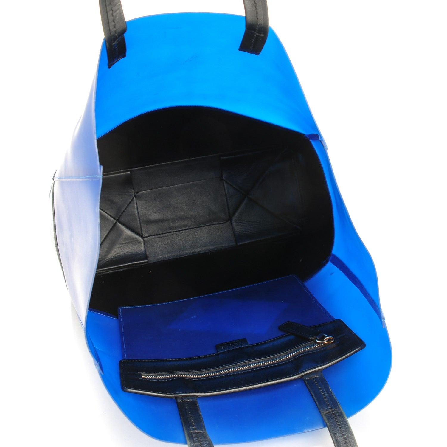 Celine Rubber Lambskin Vertical Cloudy Bi-Cabas Lagoon Black 6 of 8