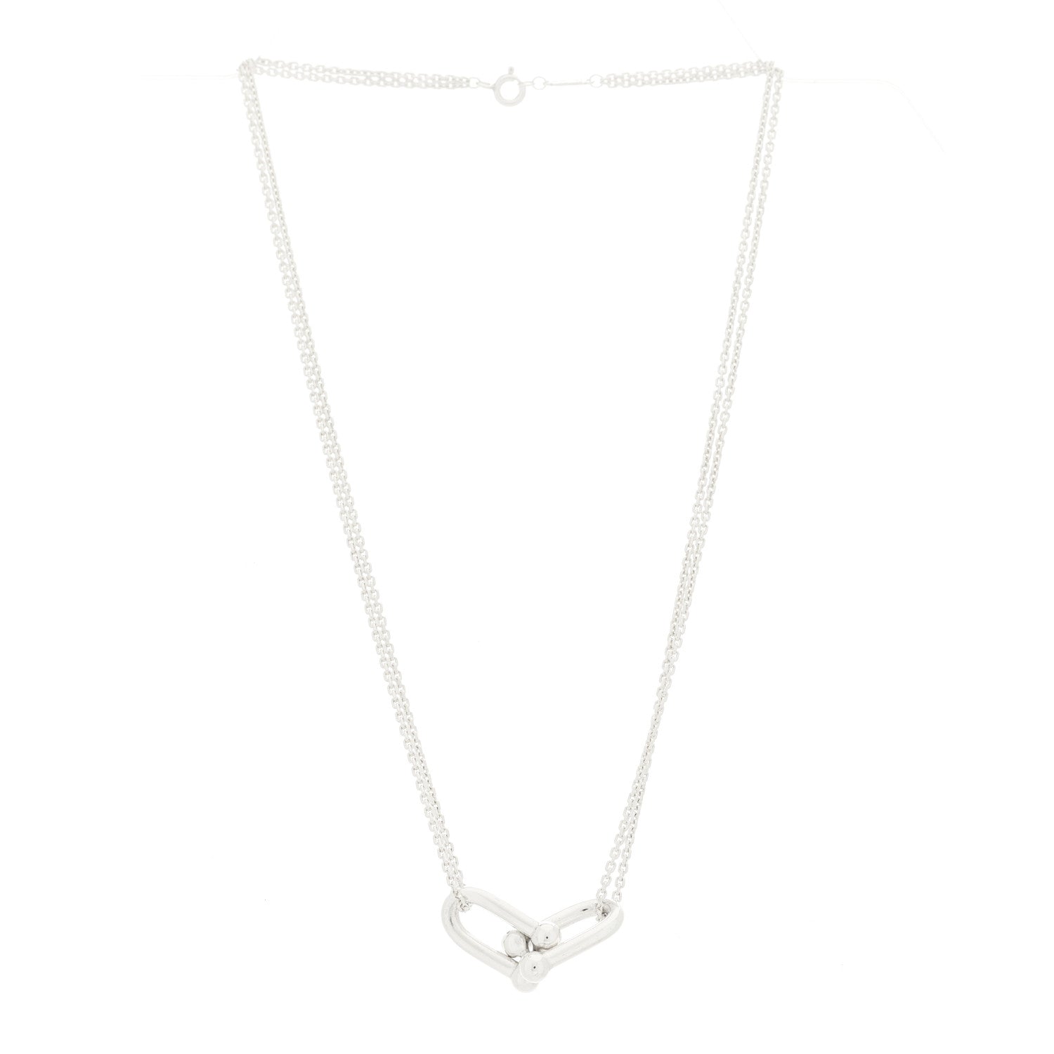 Tiffany Sterling Silver Double HardWear Link Pendant Necklace 3 of 5