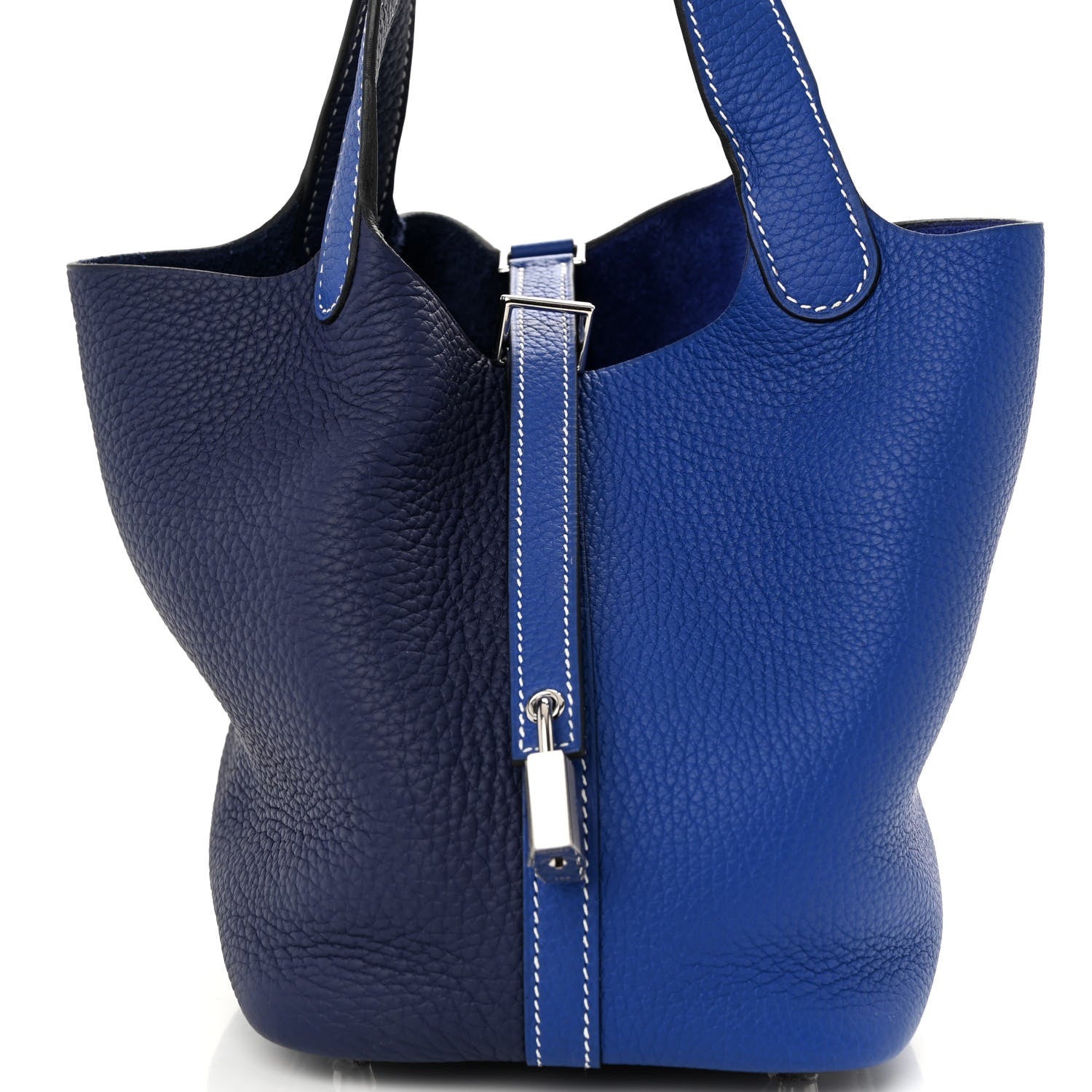 Hermes Taurillon Clemence Casaque Picotin Lock 18 PM Bleu Electrique Bleu Encre 8 of 11