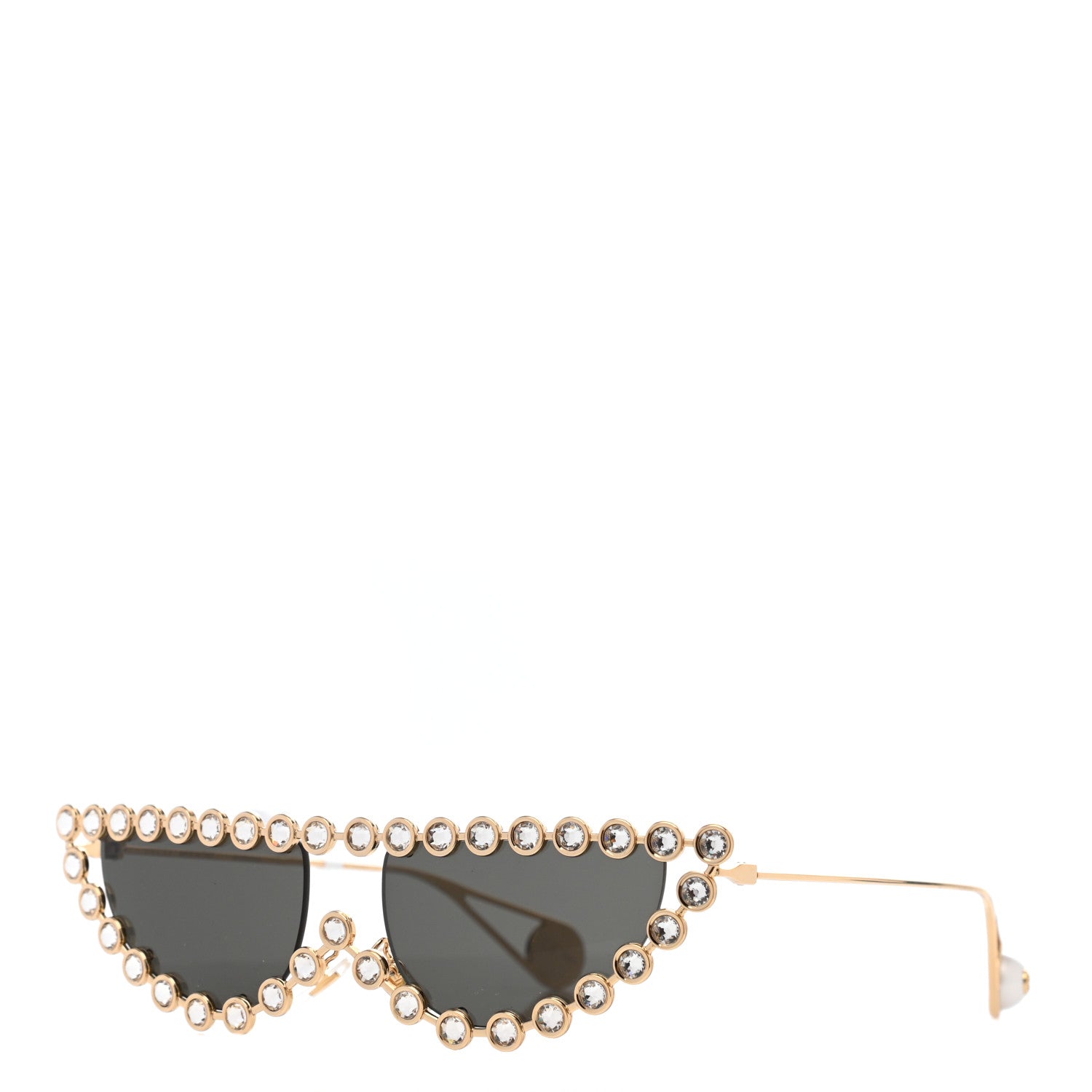 Gucci Metal Crystal Cat Eye Sunglasses GG0364S Gold 1 of 5