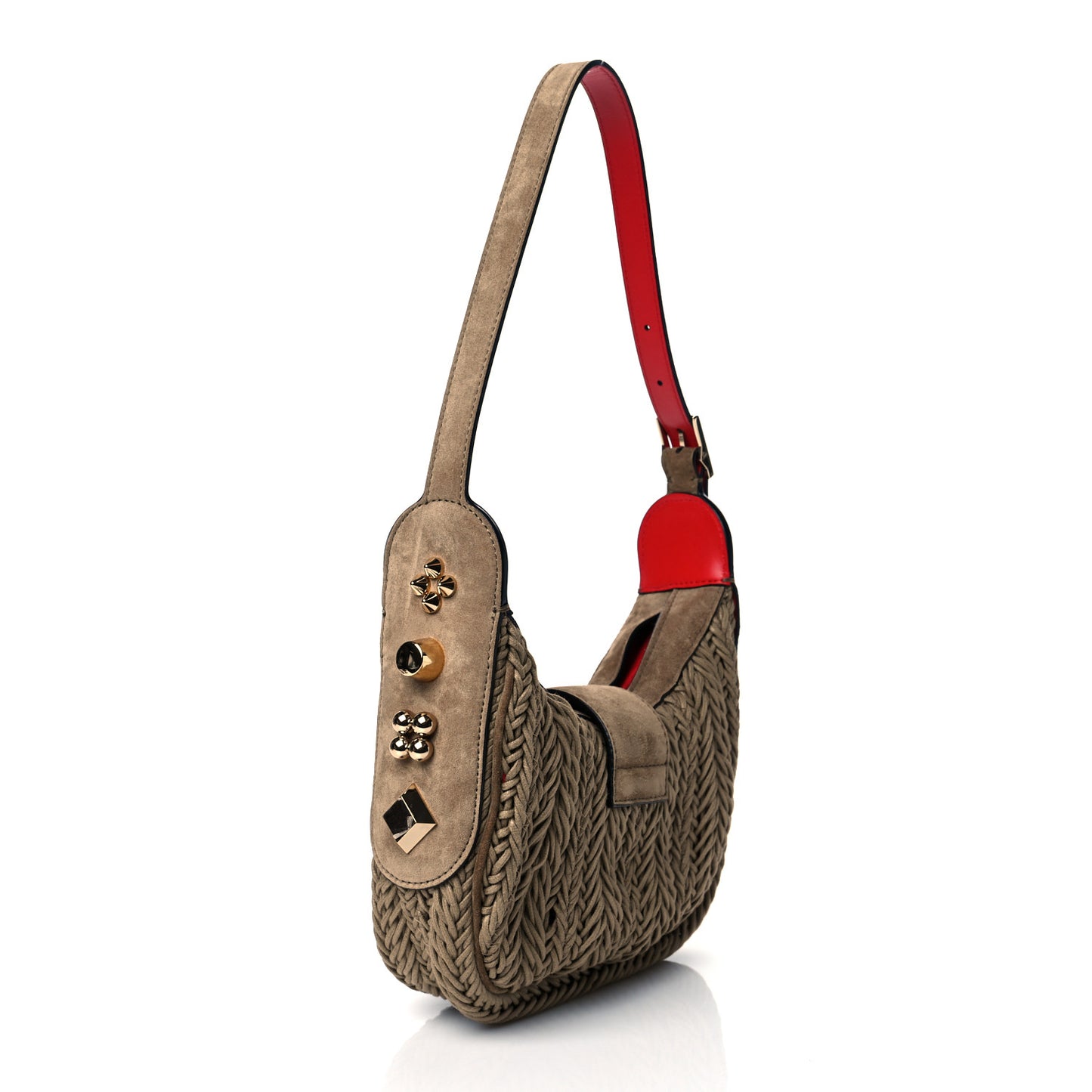 Raffia Suede Carasky Mini Shoulder Bag Crumble Gold