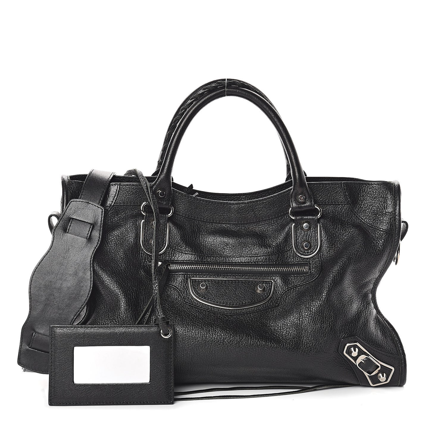 Chevre Silver Metallic Edge Hardware City Black