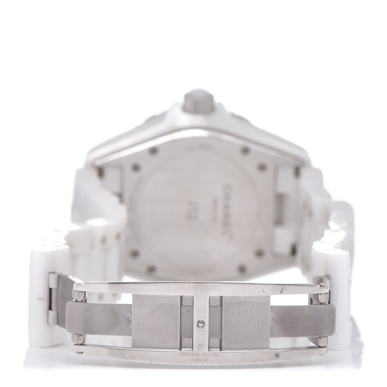 Chanel Stainless Steel Ceramic Diamond 38mm J12 Automatic Watch White 6 of 7