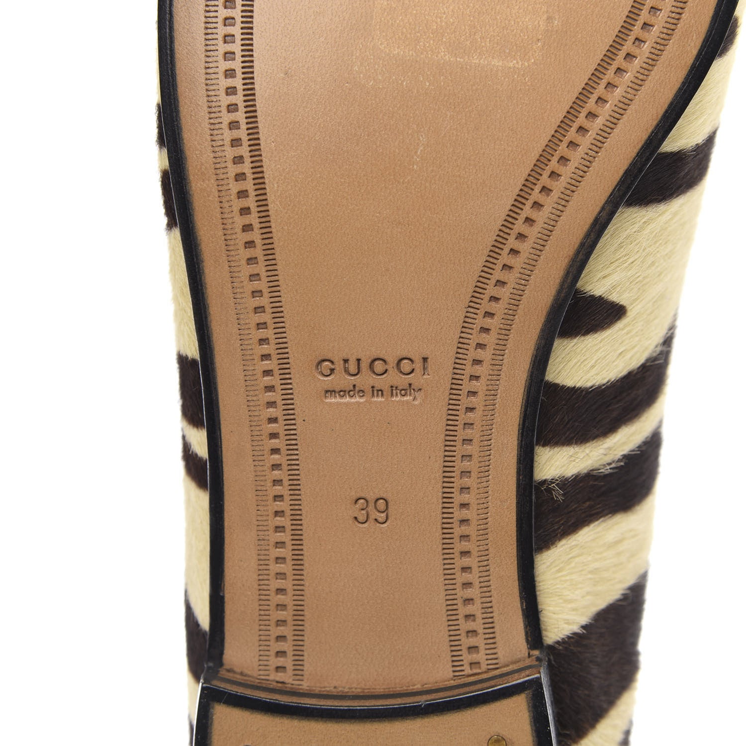 Gucci Calf Hair Tiger Print Womens Jordaan Loafers 39 Natural Black Romantic Cherry 8 of 10