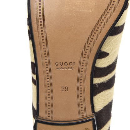 Gucci Calf Hair Tiger Print Womens Jordaan Loafers 39 Natural Black Romantic Cherry 8 of 10