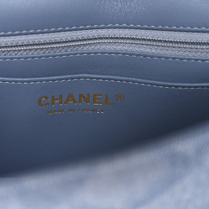 Chanel Printed Denim Quilted Mini Rectangular Flap Light Blue 6 of 11