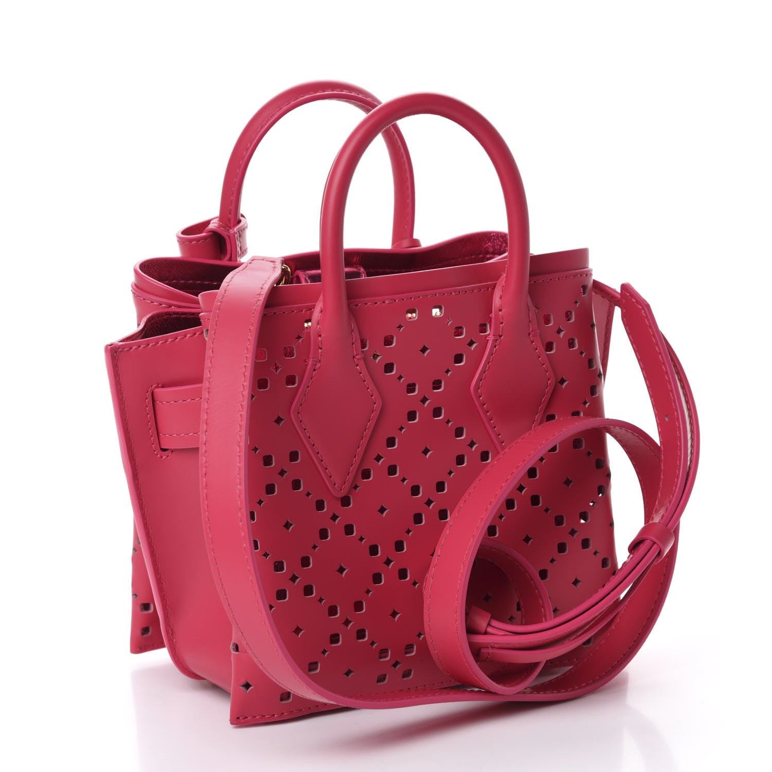 MCM Perforated Calfskin Studded Mini Milla Tote Sugar Pink 3 of 8