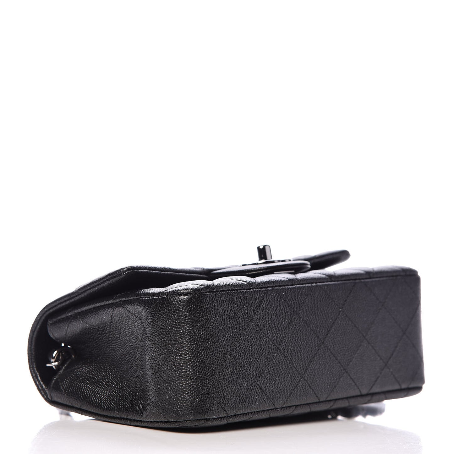 Iridescent Caviar Quilted Mini Rectangular Flap Black