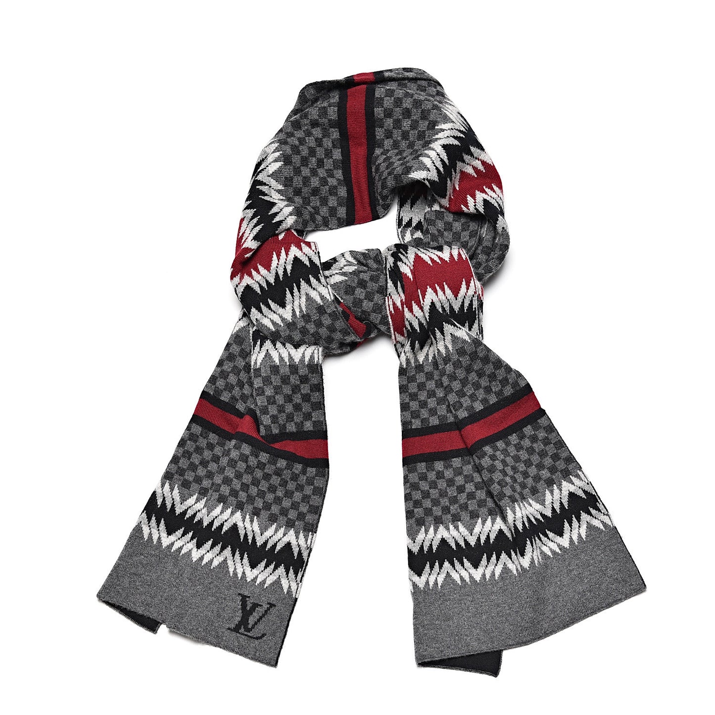 Cashmere Damier Aztec Scarf Graphite