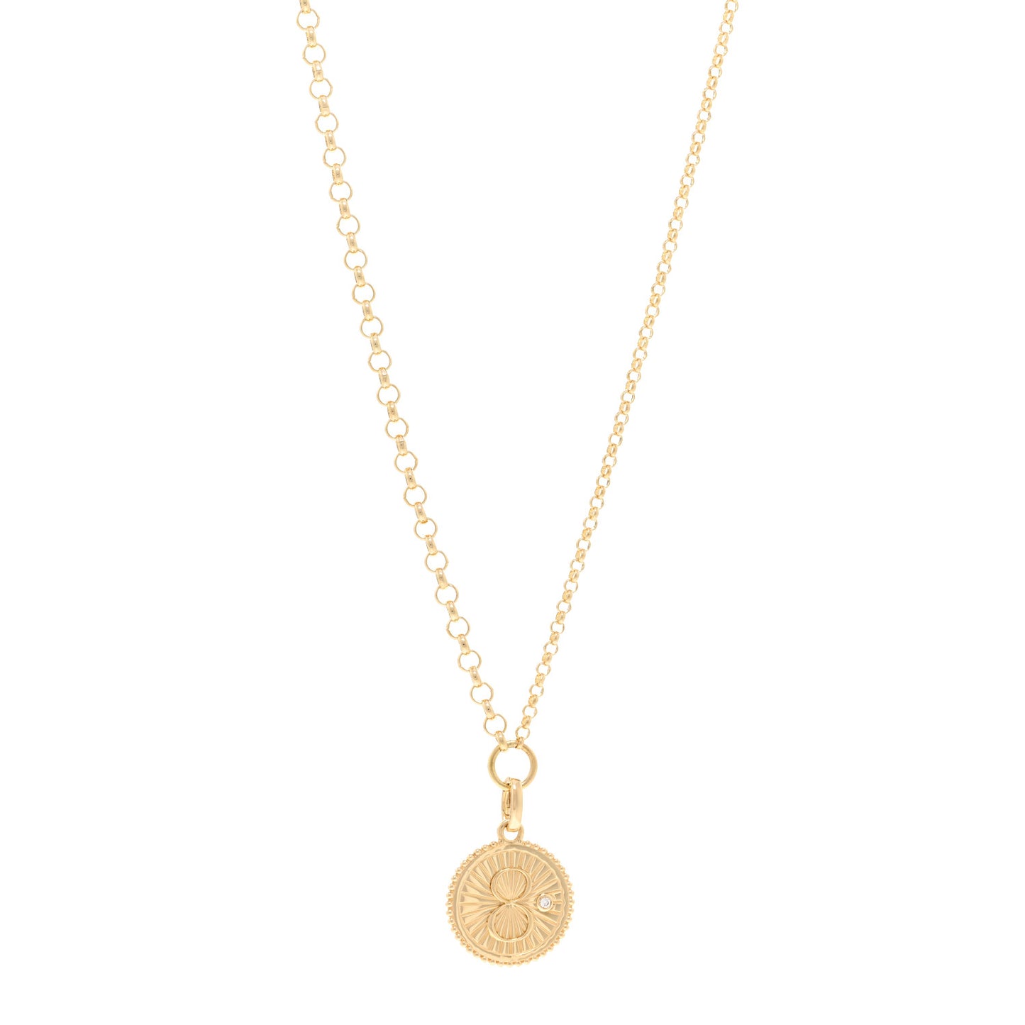 18K Yellow Gold Diamond Medium Karma Open Belcher Chain Necklace