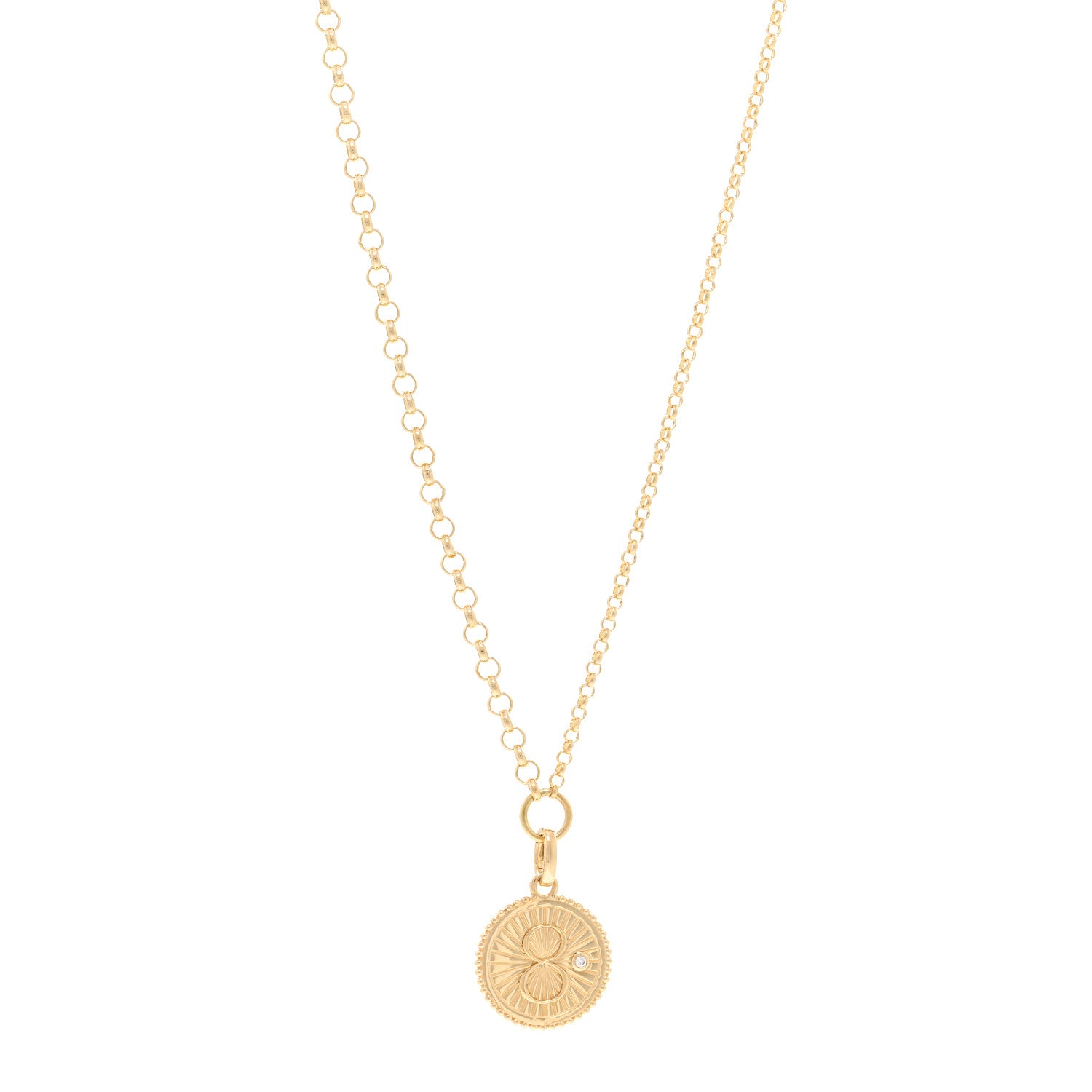 Foundrae 18K Yellow Gold Diamond Medium Karma Open Belcher Chain Necklace 1 of 6