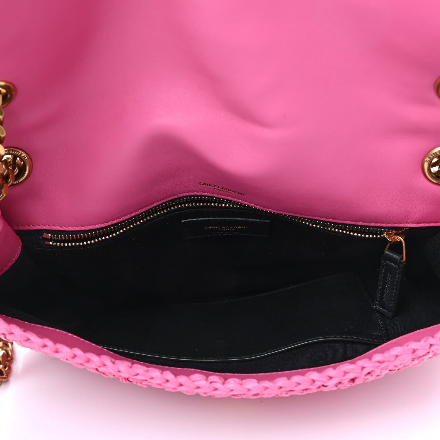 Saint Laurent Raffia Calfskin Monogram Medium Niki Chain Satchel Bright Pink 4 of 4
